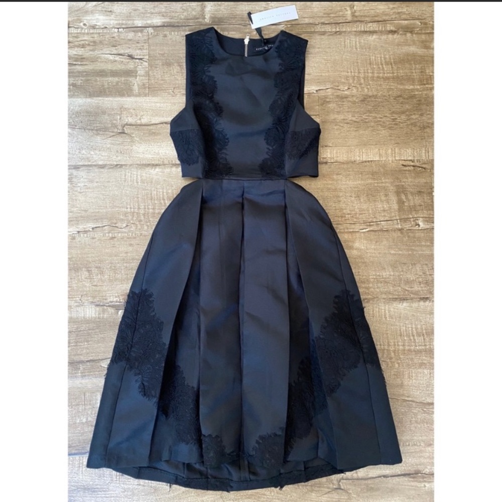 NWT English Factory Open Back Midi Dress Black XS